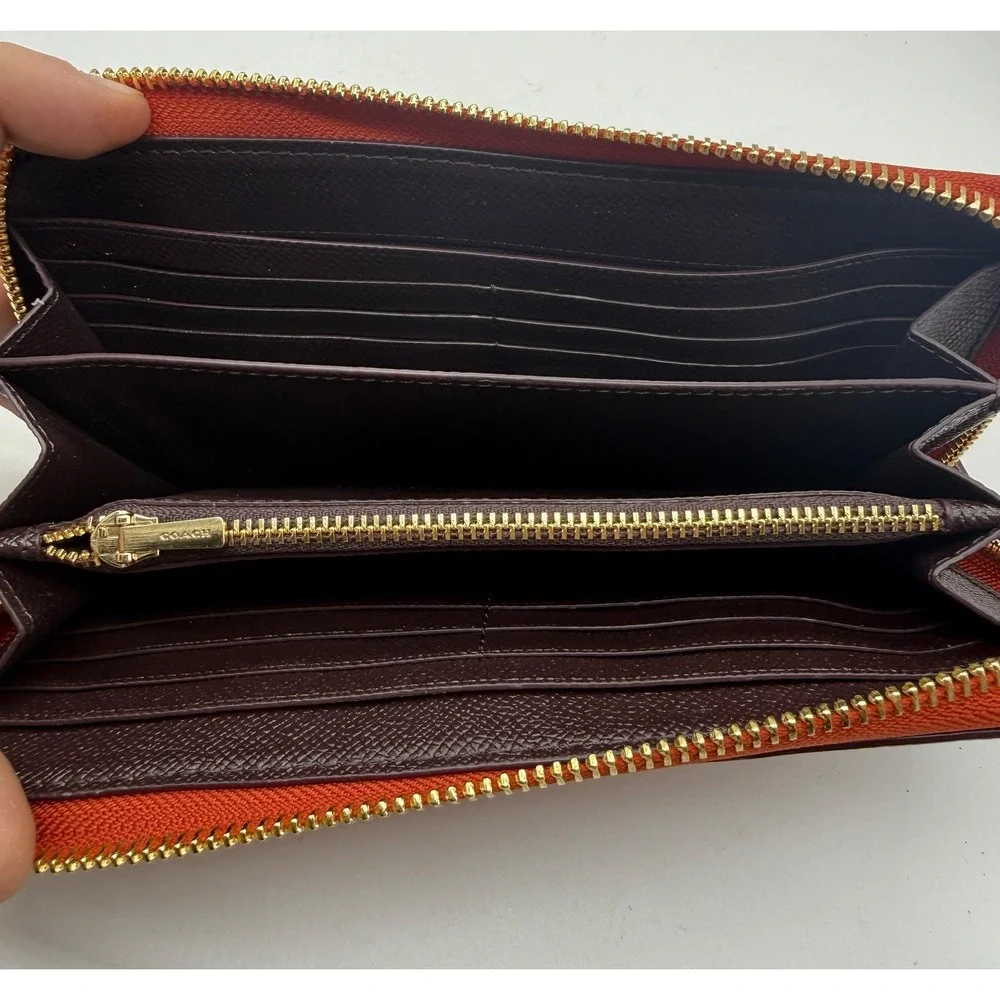 Coach Wallet Mango Pebbled Leather Zip Around Wristlet Strap Clutch